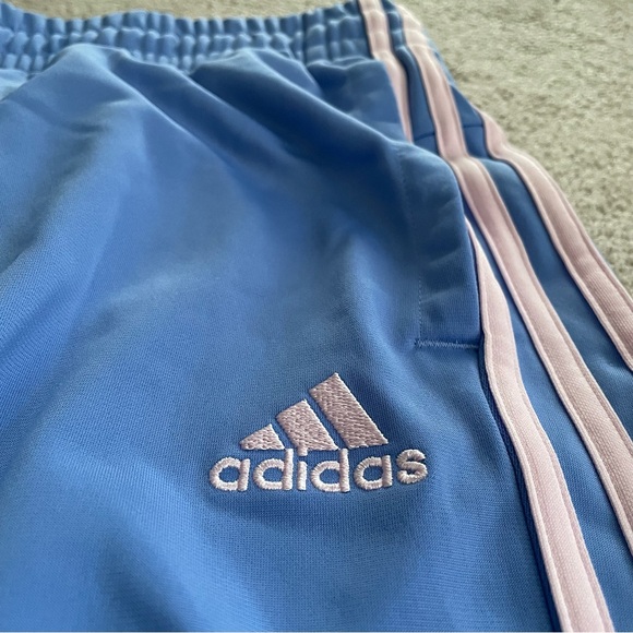 Adidas Essentials 3 Stripe Women’s Track Pants Straight Leg Pink and Blue Size L - Picture 9 of 10